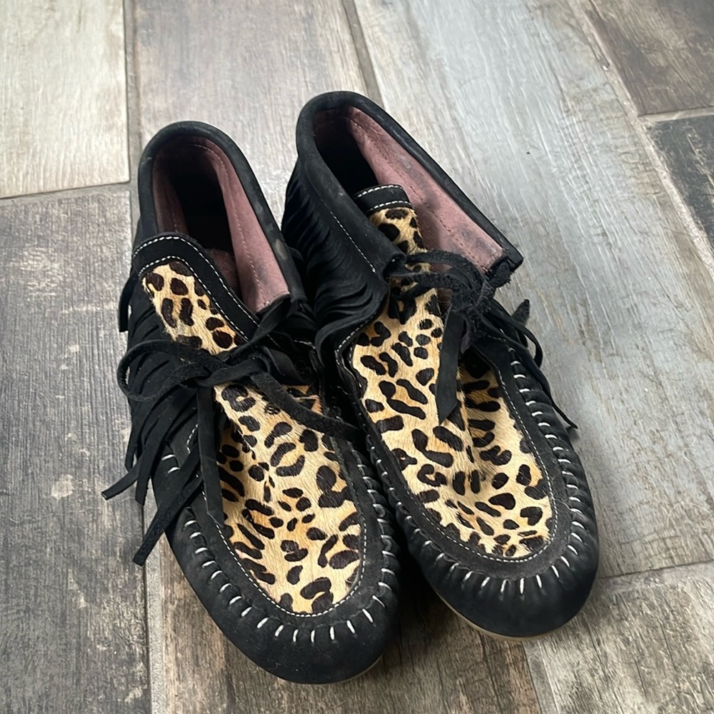 Cheetah fringe booties